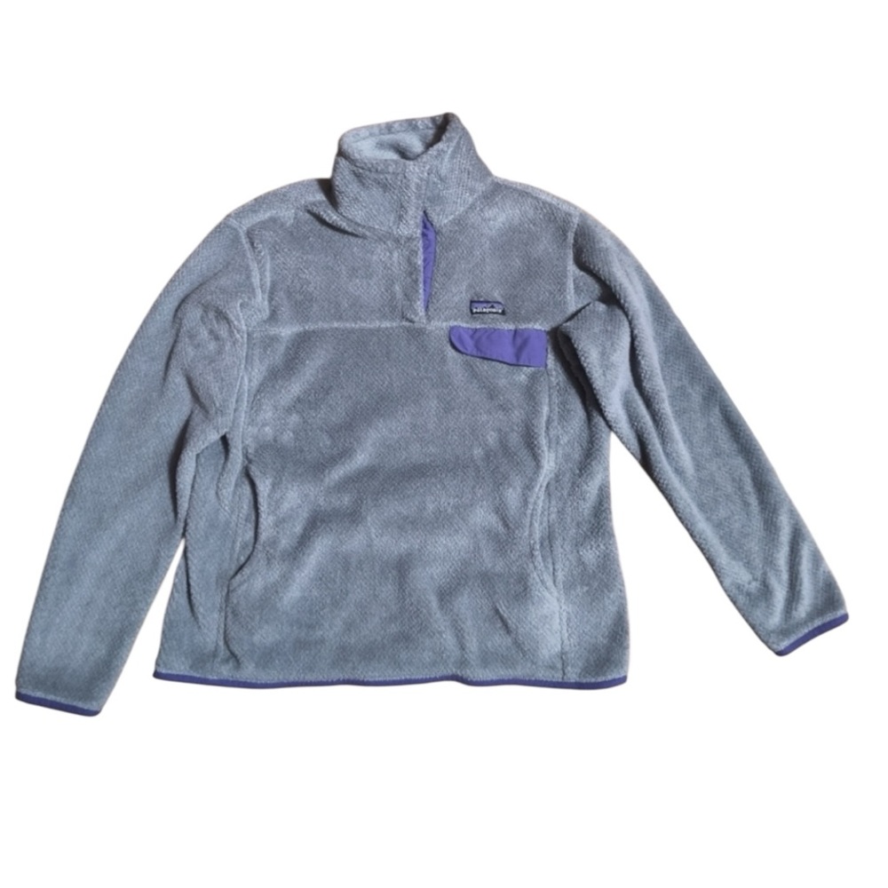 PATAGONIA Fleece Pullover in Gray w/ Purple Accents Size Small - Picture 3 of 13
